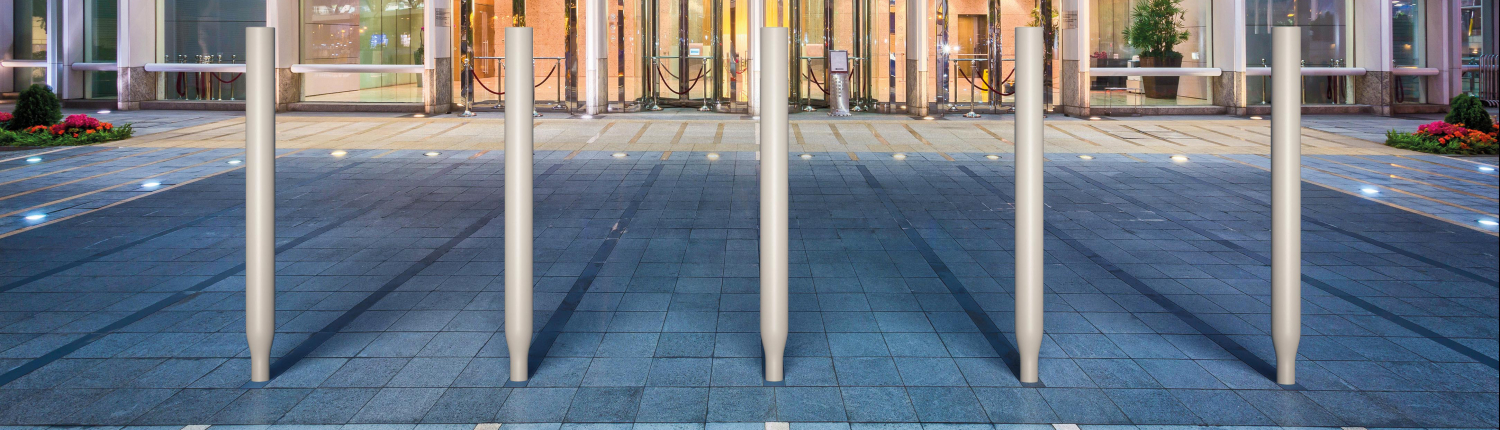 Empty floor near modern building facade