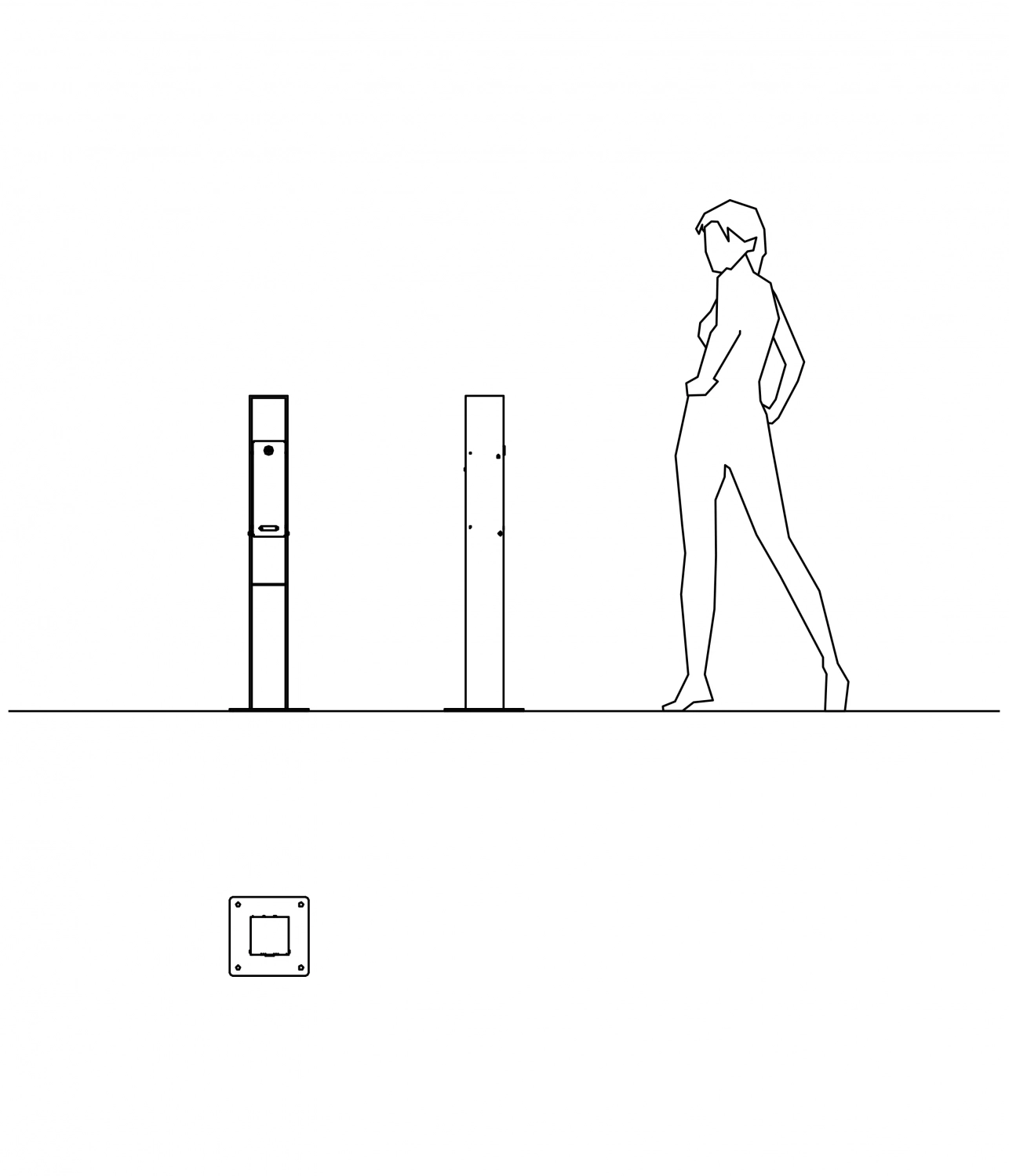 Alt-Text: Skizze eines Aschers mit einer stehenden Person daneben, die die Struktur betrachtet.