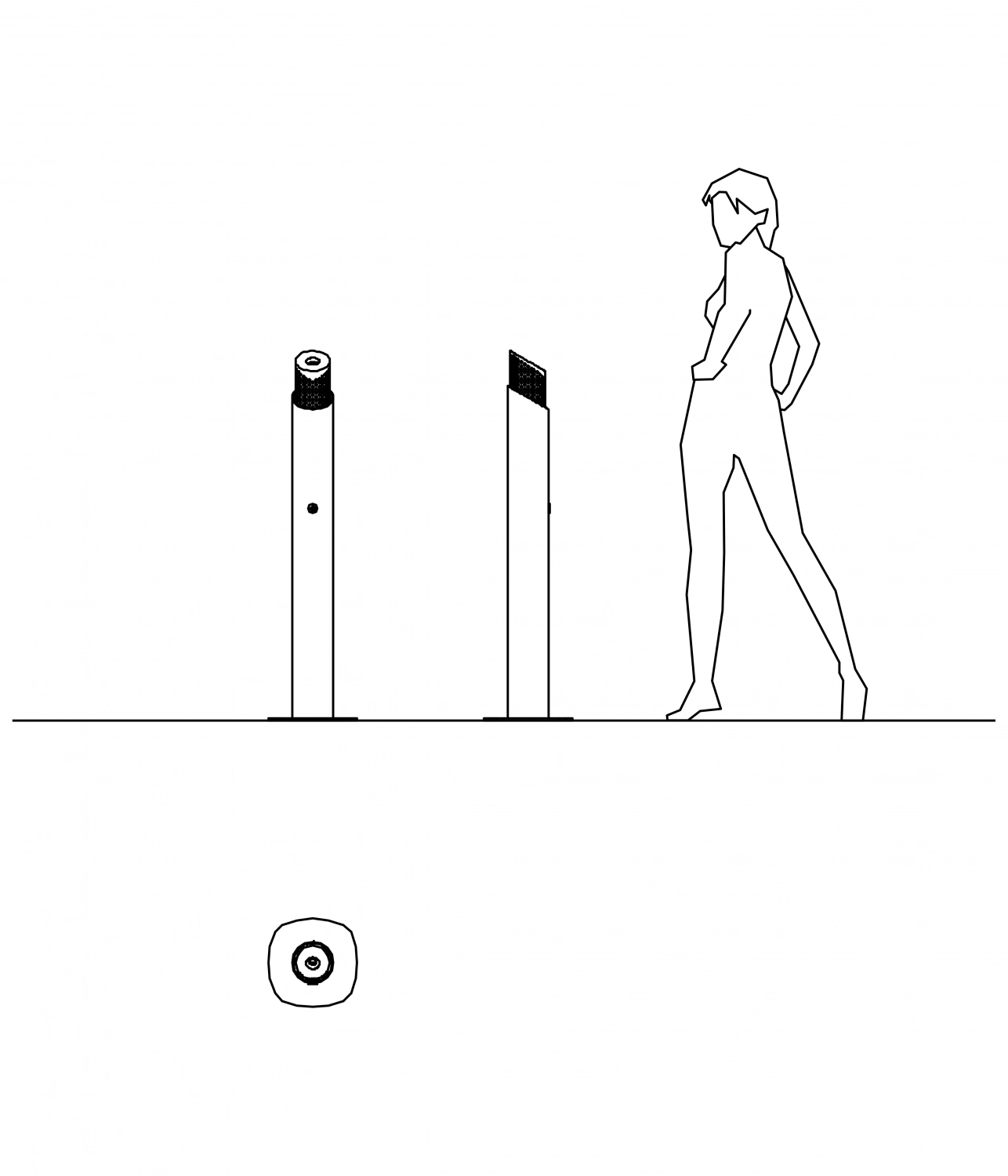 Alt-Text: "Grafik eines Aschers mit einer stehenden Person daneben, die die Ascher betrachtet."