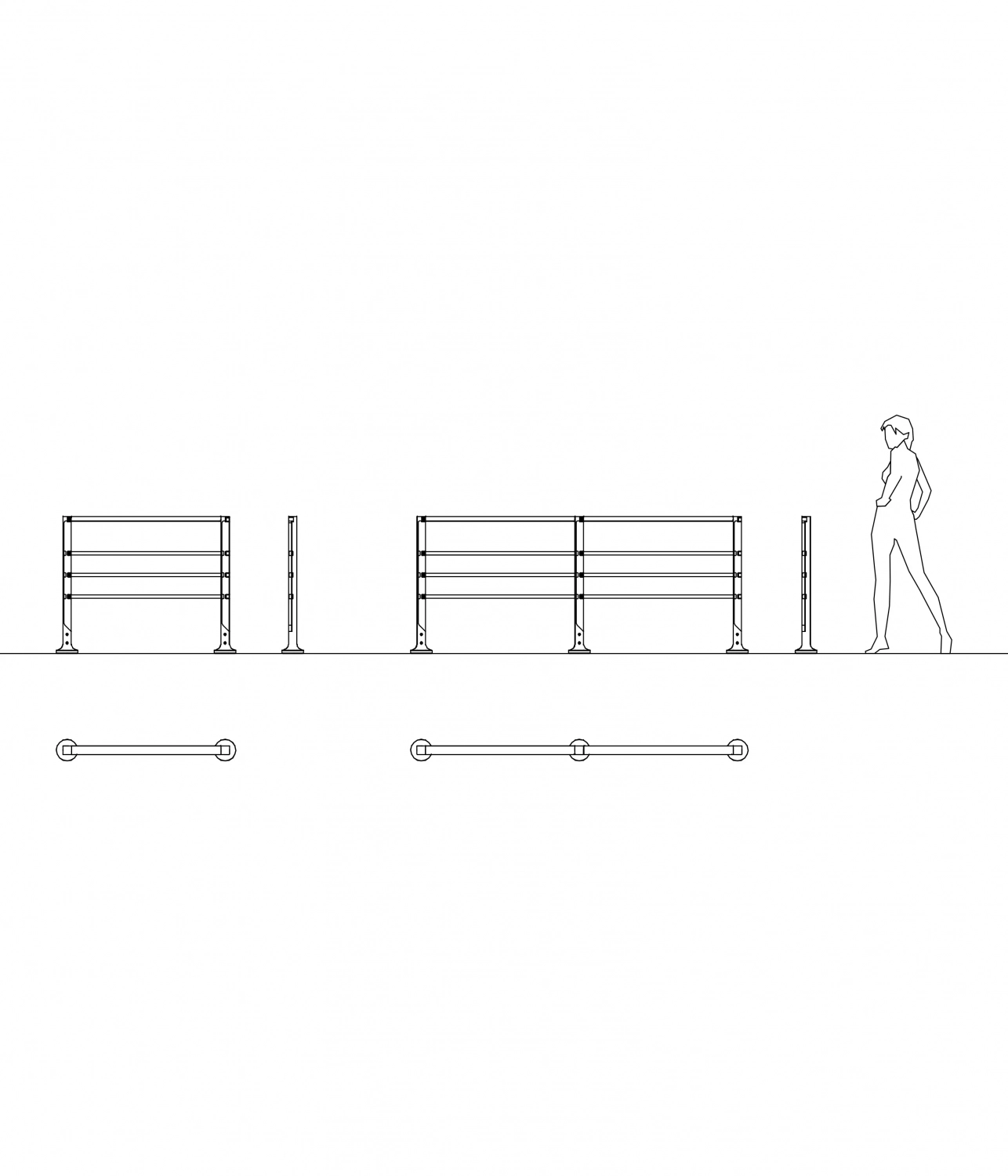 Alt-Text: Illustration von Absperrungen mit einer Person daneben zur Größeneinschätzung.
